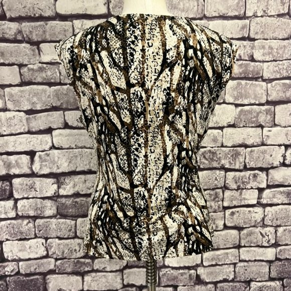 Style & Co Brown, Black & Ivory Sleeveless Blouse Size Large - Picture 7 of 10